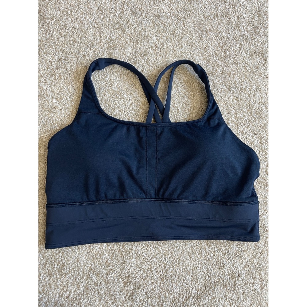 Lululemon Free To Be Serene Bra High Neck Navy Blue Strappy Back Size 8 - Picture 6 of 9